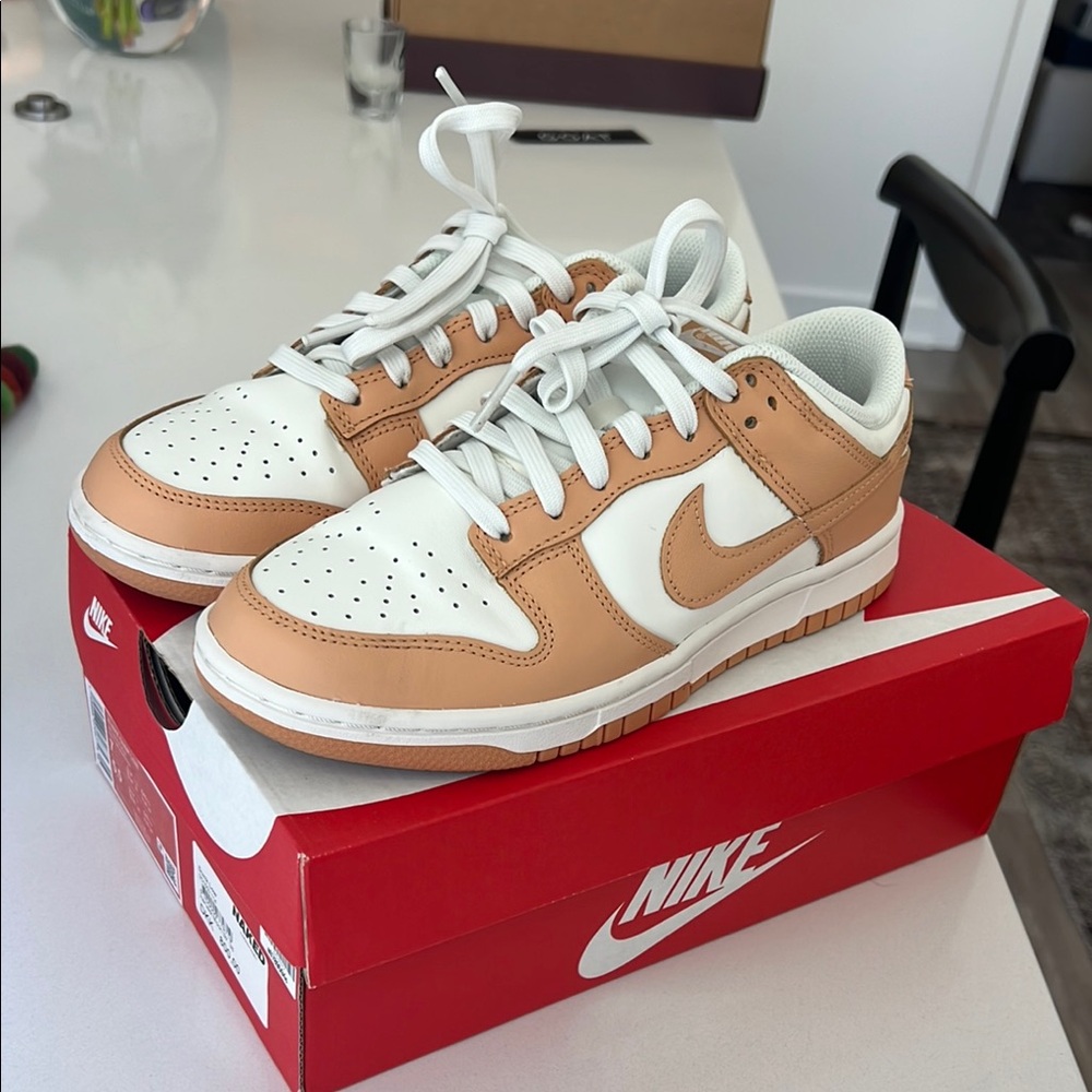 Nike Beige and White Low-Top dunks